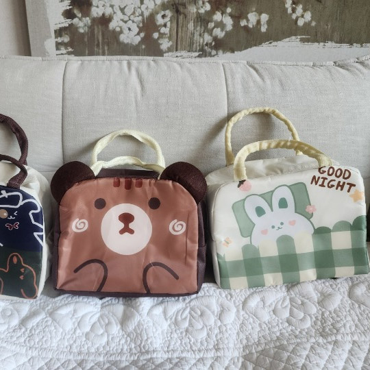 보온보냉백 쿨러백 도시락가방 토끼 강아지 귀있는 입체곰 택1 직장인 도시락 피크닉 소풍 - 상세 이미지 4