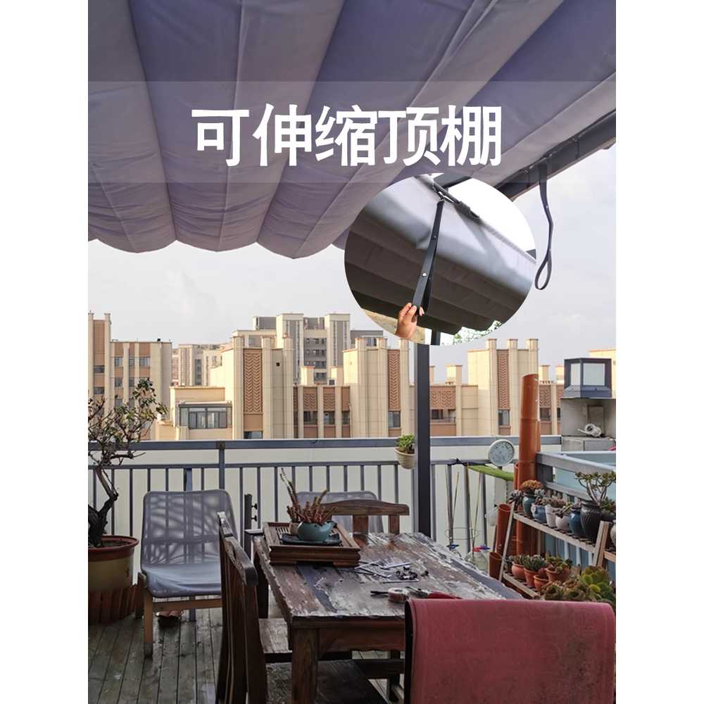 철제 프레임 야외 가제보 캐노피 쉼터 파고라 루프탑 벽걸이 3x4m 그레이 - 상세 이미지 4