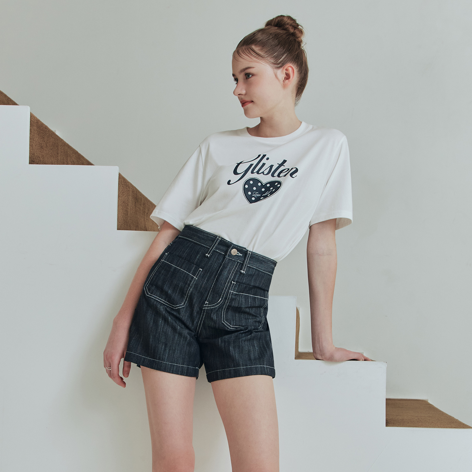 [제로스트릿]스티치 데님 반바지 STITCH DENIM SHORT PANTS / DEEP INDIGO - 상세 이미지 2