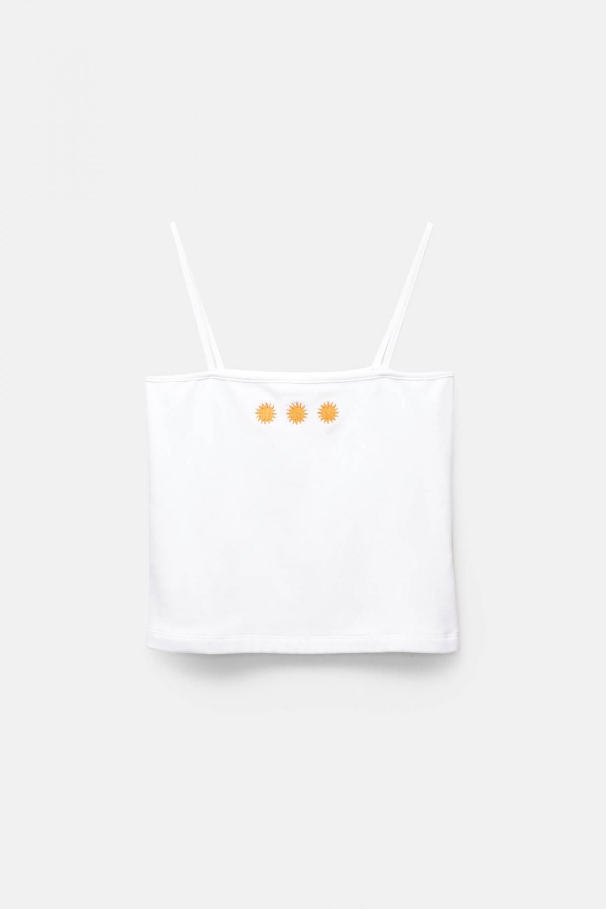 풀앤베어 화이트 썬 자수 민소매 스트랩 탑 7151/302 BEIGE - 상품 이미지