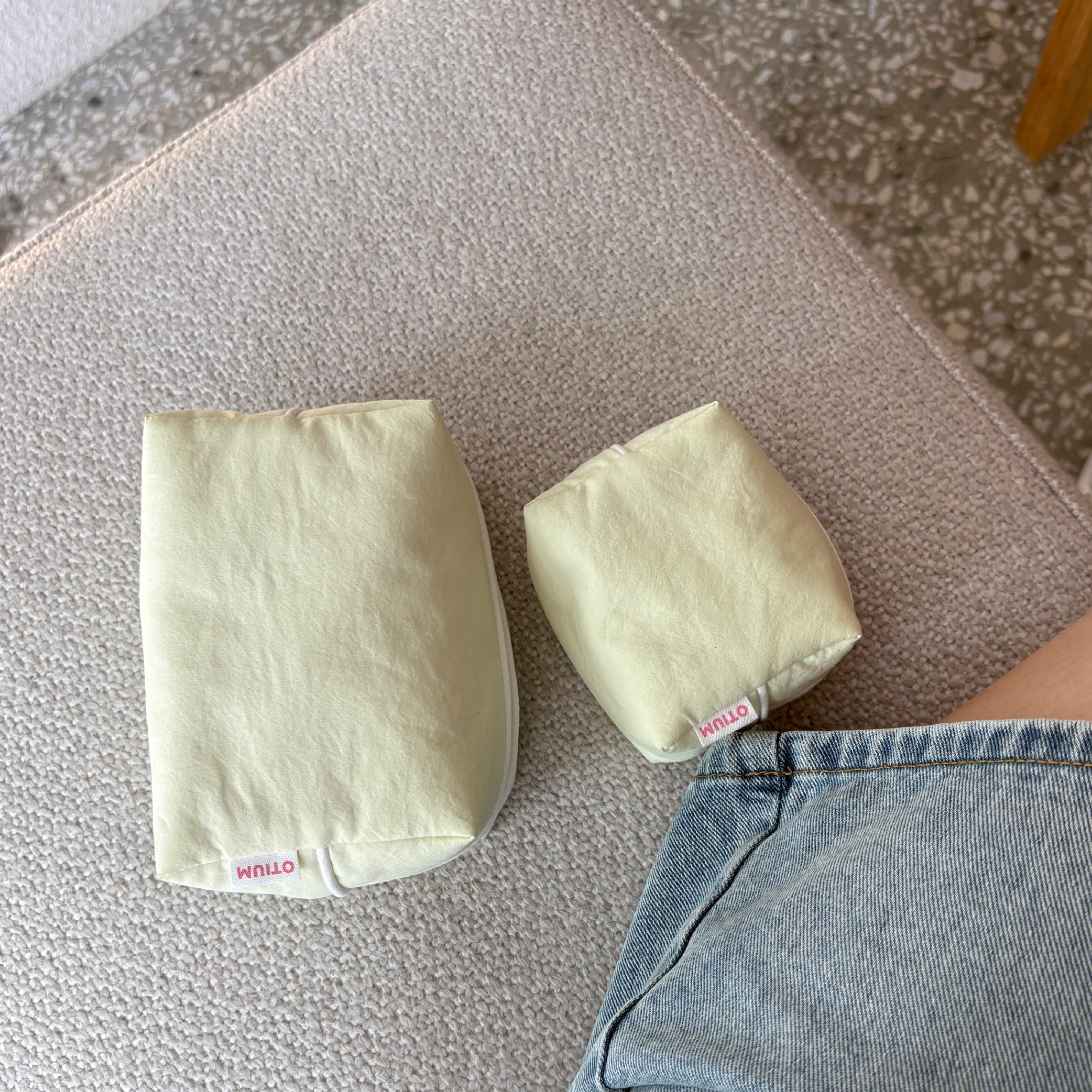 오티움 핸드메이드 파우치 스트라이프 화장품 생리대 비상약 옐로우그린 - 상세 이미지 4