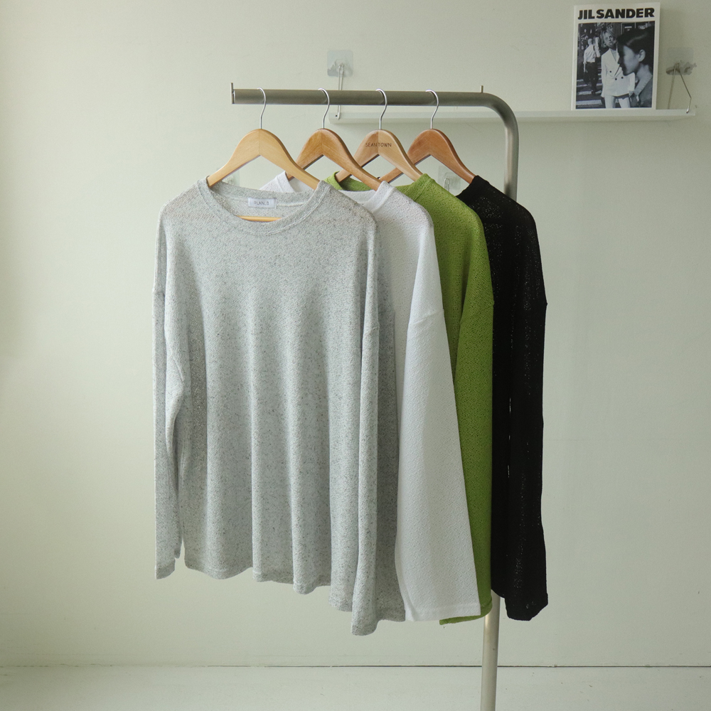 남자 여름티셔츠 시스루 바캉스 커플 긴팔 린넨 티셔츠 - 상세 이미지 5