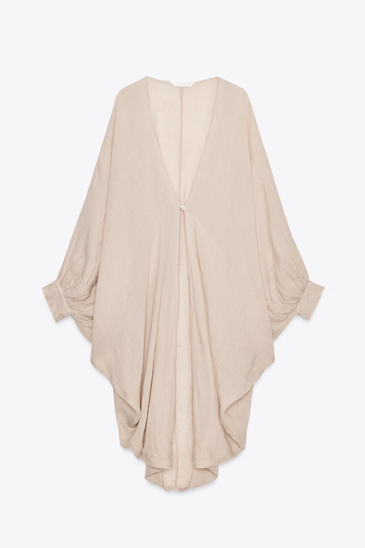 자라 내추럴 라미 브이넥 롱 블라우스 4043/245 BEIGE-PINK - 상품 이미지