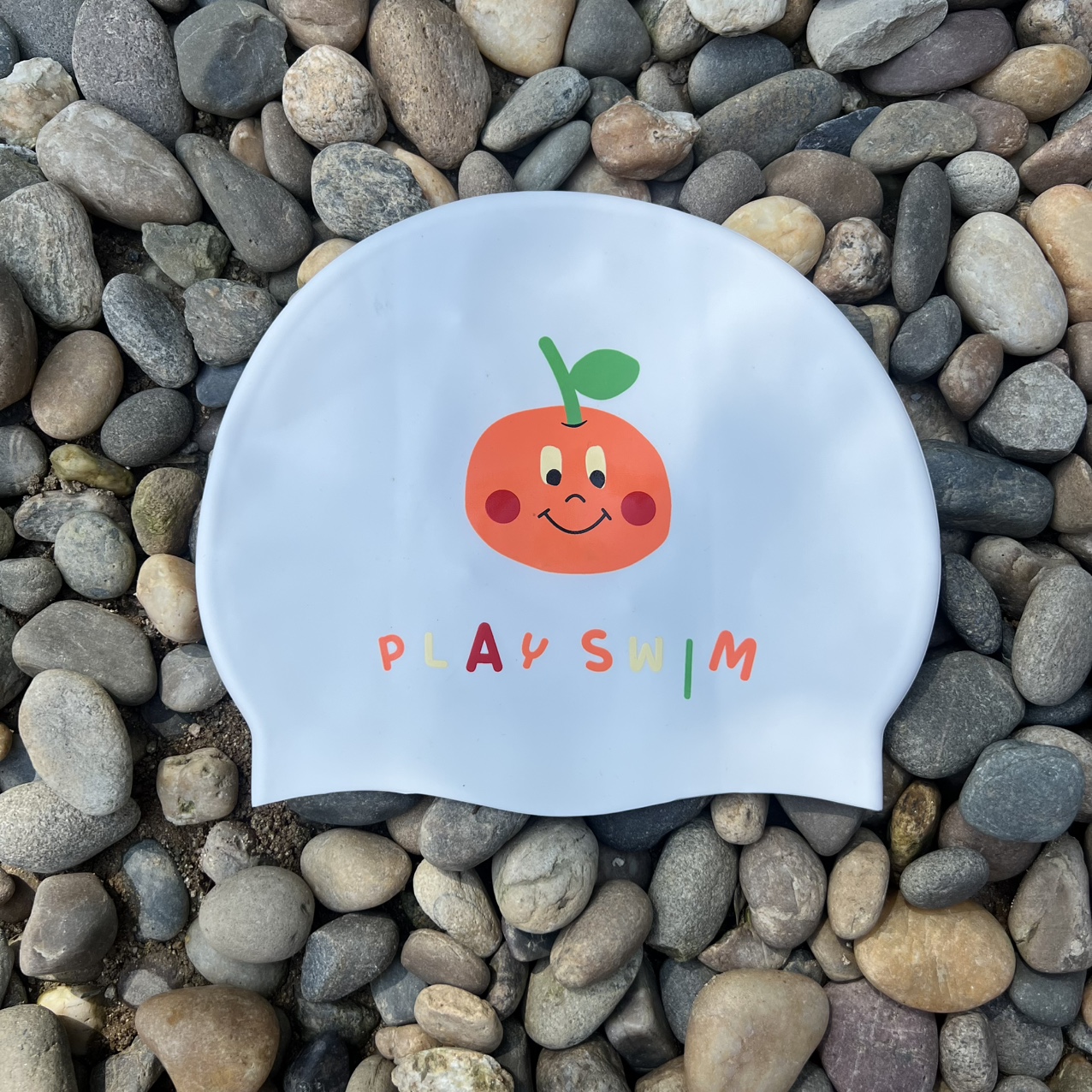 바이미소 오렌지 수모 귀여운 디자인 제작 수영모자