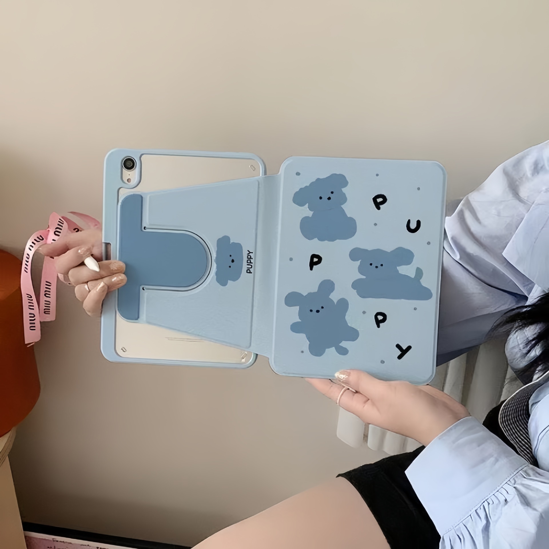 강아지 캐릭터 회전 아이패드 케이스 iPadair4/5/6/7 iPadPro/11A16/10 - 메인 이미지