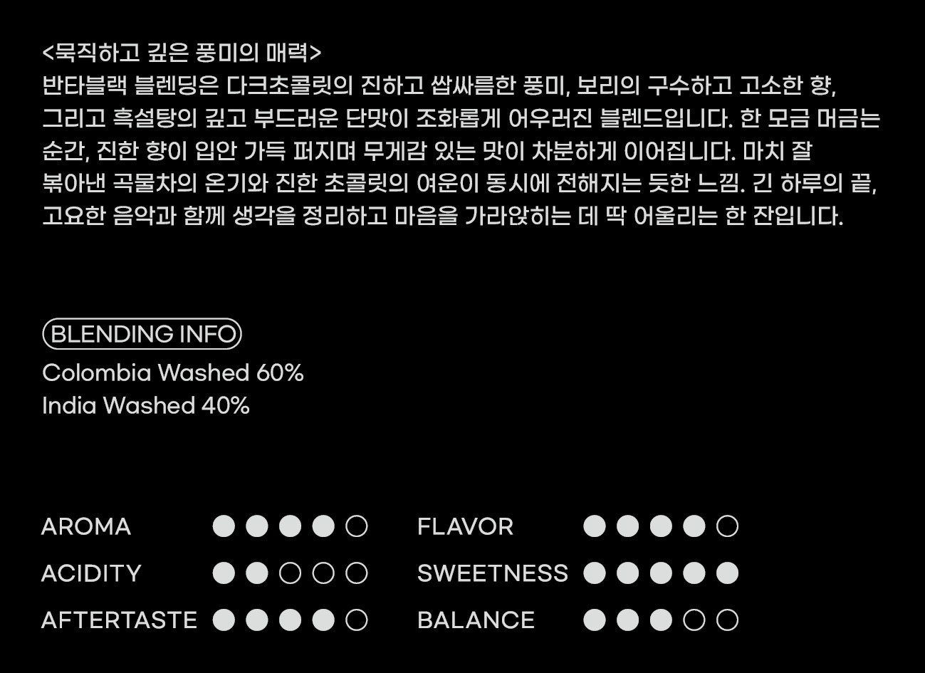 180커피로스터스 원두커피 시그니처 반타블랙 블렌드 1kg - 상세 이미지 3