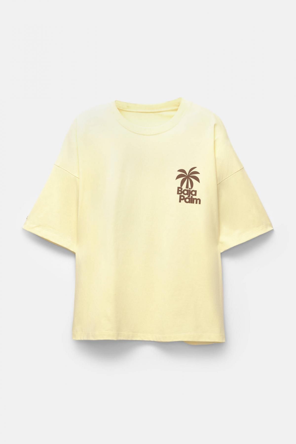 풀앤베어 트로피컬 야자수 그래픽 반팔 티셔츠 7152/323 PASTEL YELLOW - 상품 이미지