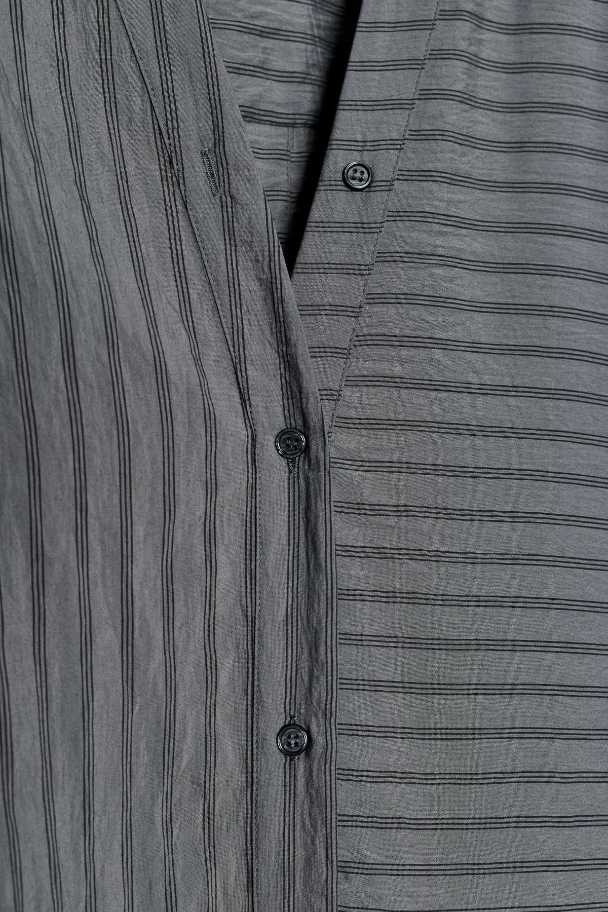 자라 스트라이프 브이넥 롱 셔츠 원피스 4333/240 ANTHRACITE GREY 이미지 8