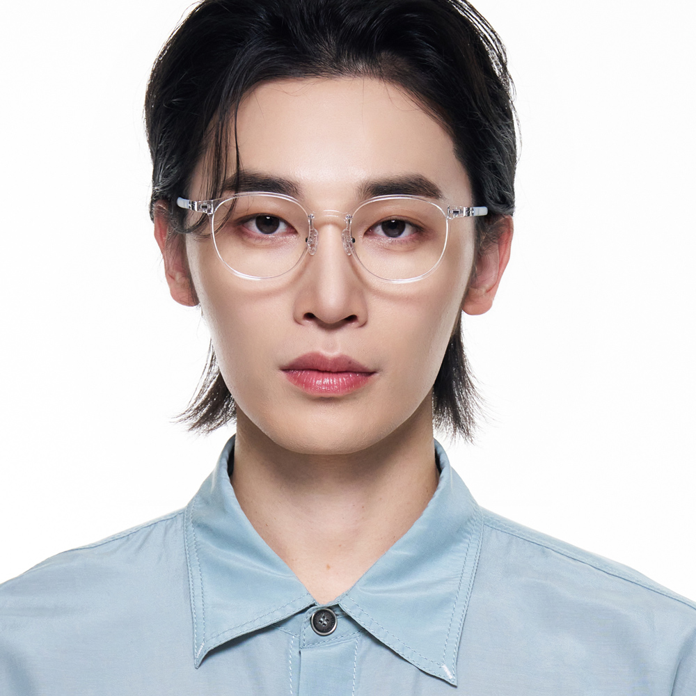 블루라이트차단 국산 나사없는 뿔테 빅사이즈 라운드 투명 안경테