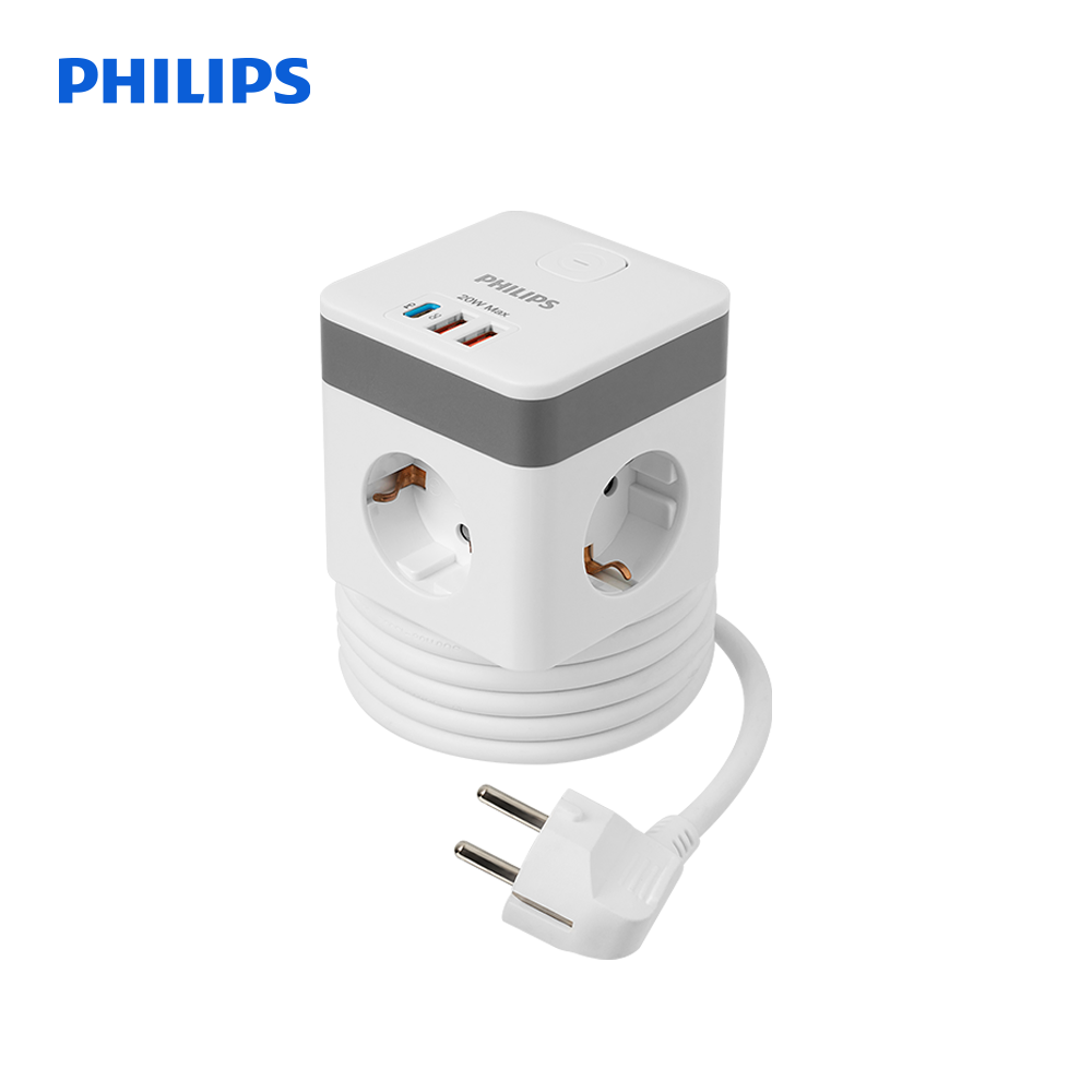 필립스 멀티탭 고용량 파워 큐브 3구 USB 2M 안전 접지 - 상세 이미지 2