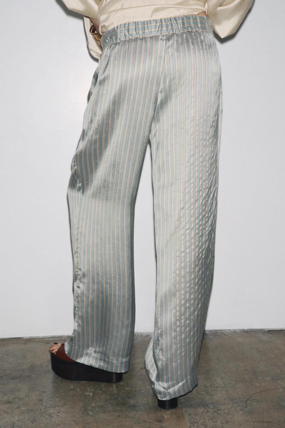 자라 실키 스트라이프 와이드 팬츠 7824/695 STRIPED - 상세 이미지 4