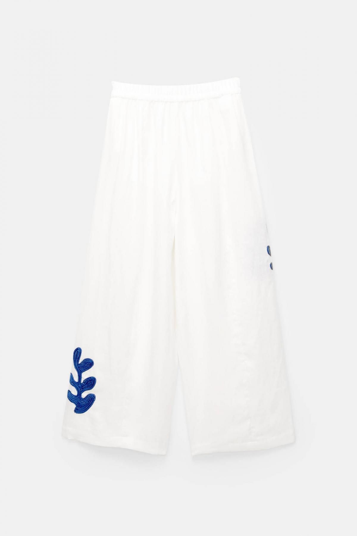 풀앤베어 린넨 그래픽 배럴 와이드 팬츠 7675/356 WHITE - 상세 이미지 5