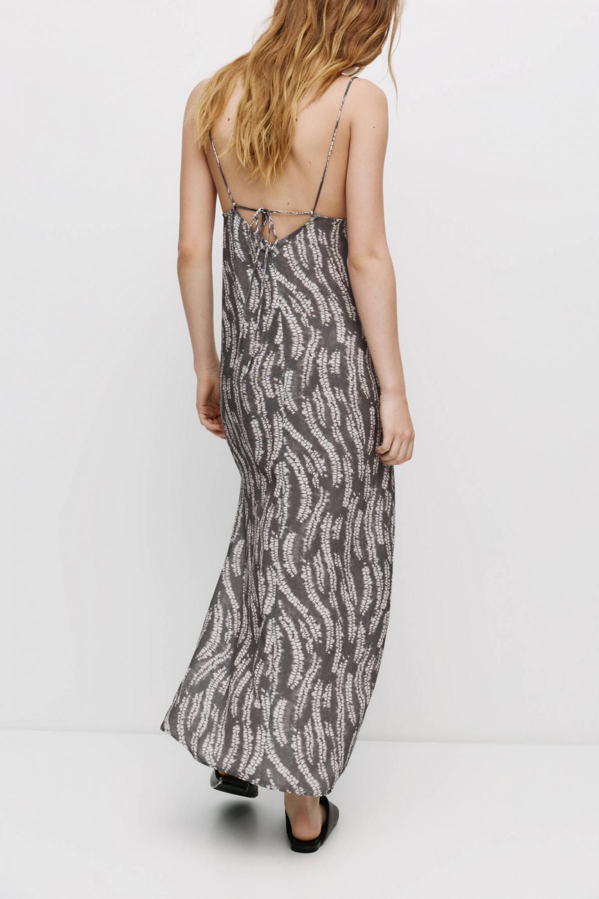 풀앤베어 프린트 스트랩 브이넥 슬립 미디 원피스 7394/370 BLUE - 상세 이미지 4