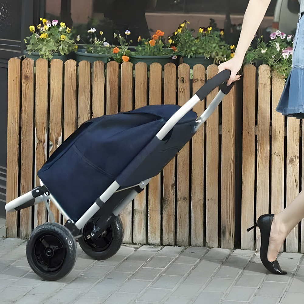 담다 시장바구니캐리어 장바구니 접이식손수레 바퀴달린 마트 쇼핑카트 대형, 블루(포켓형)