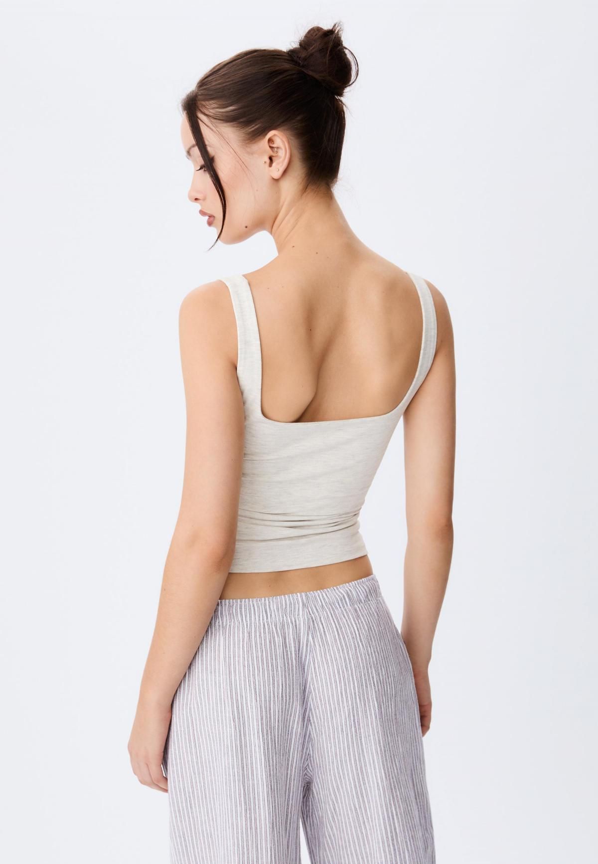스트라디바리우스 베이직 스퀘어넥 민소매 탑 8044/655 GREY MELANGE - 상세 이미지 3