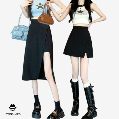 언밸런스 여성 치마 바지(P0000TYS) 블랙 숏/롱 2종 택1 - 상품 이미지