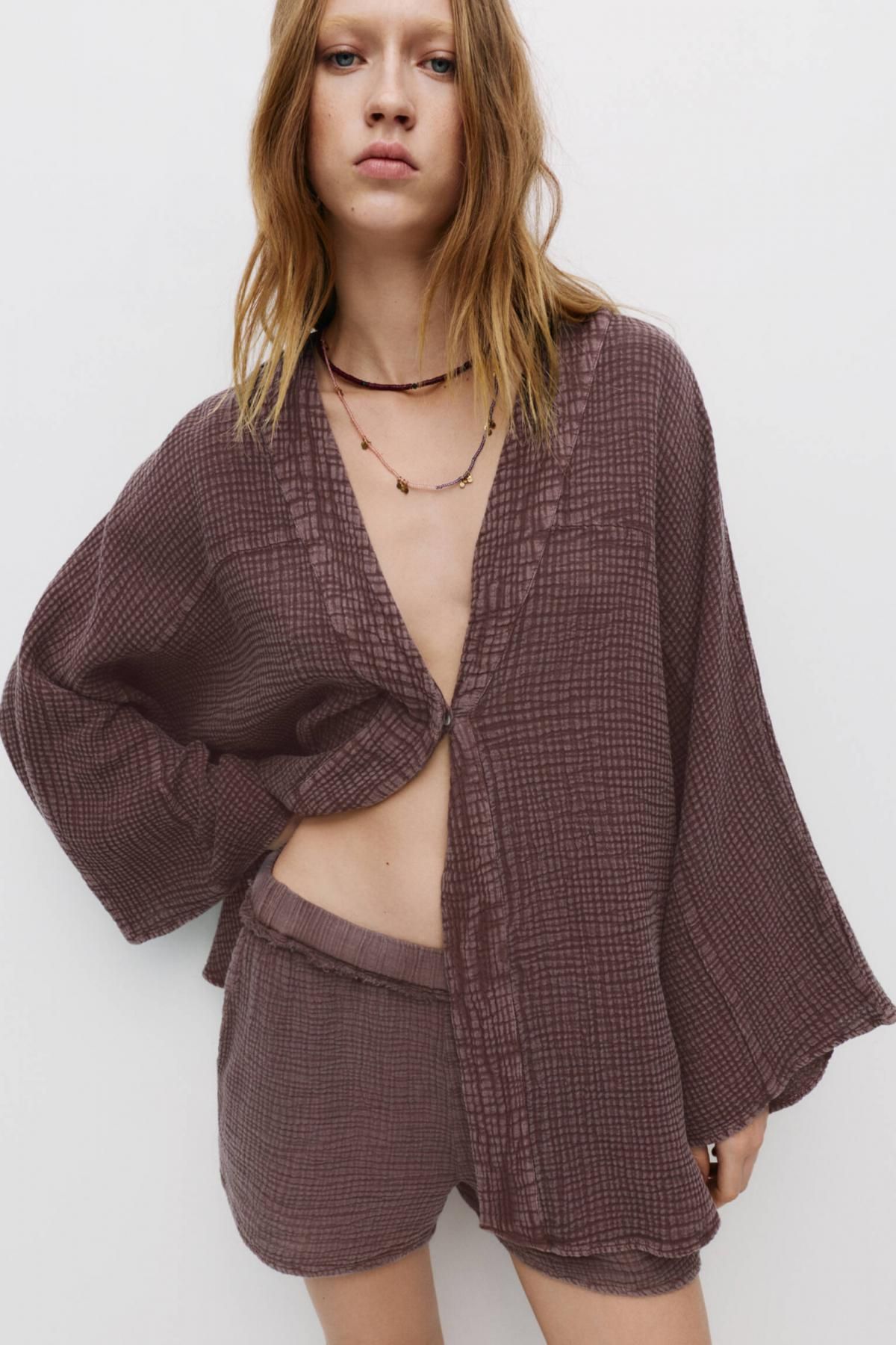 풀앤베어 링클 에펙트 프레이드 코튼 반바지 7696/314 BROWN - 상세 이미지 2