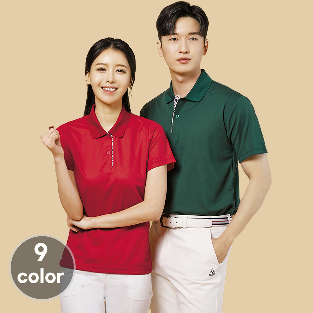 (9color)쿨론기능성체크카라반팔티셔츠 식당 음식점 가게티 단체티 홀서빙복 - 상품 이미지