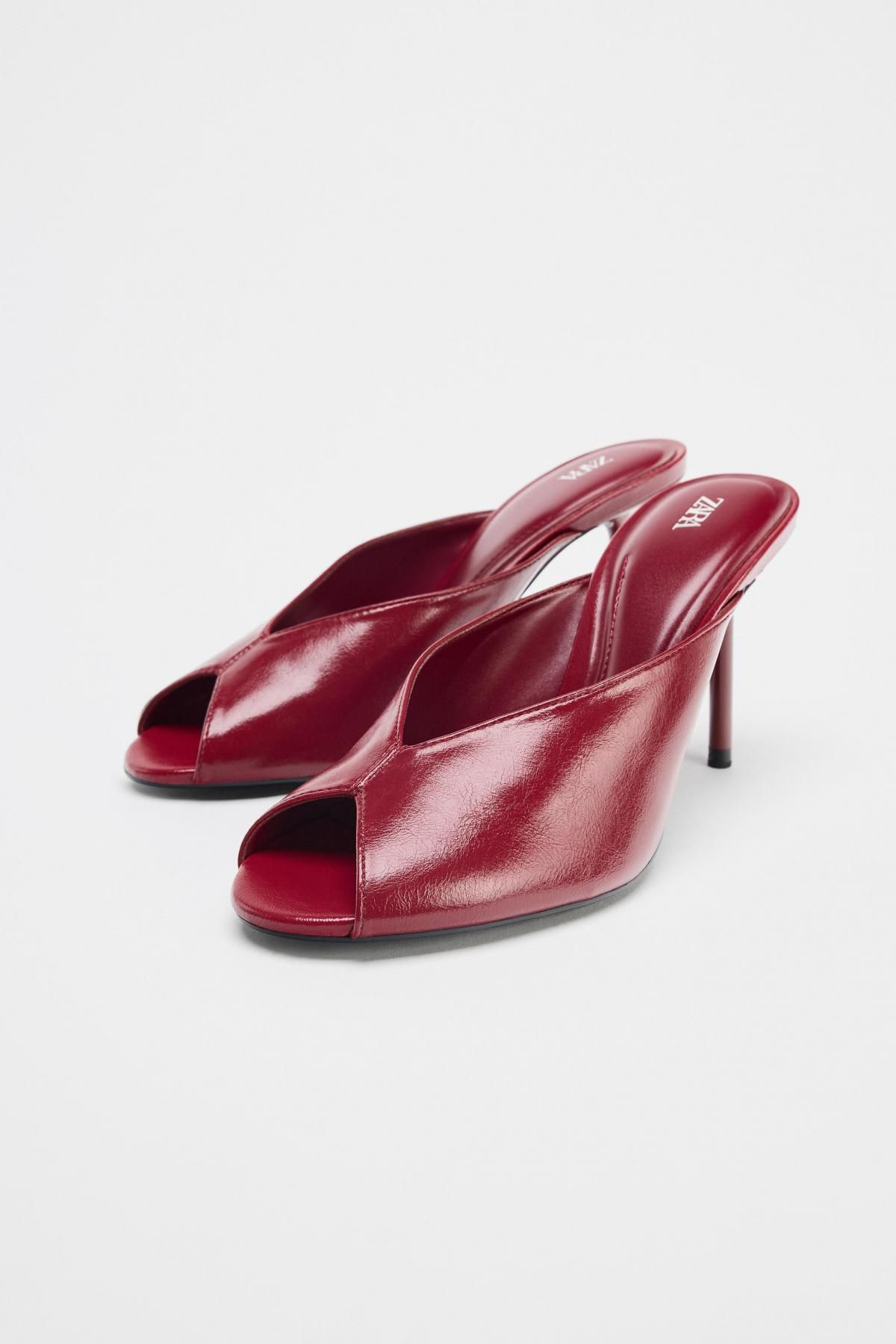 자라 트렌디 오픈토 스틸레토 힐 샌들 3211/610 BURGUNDY RED - 상세 이미지 2