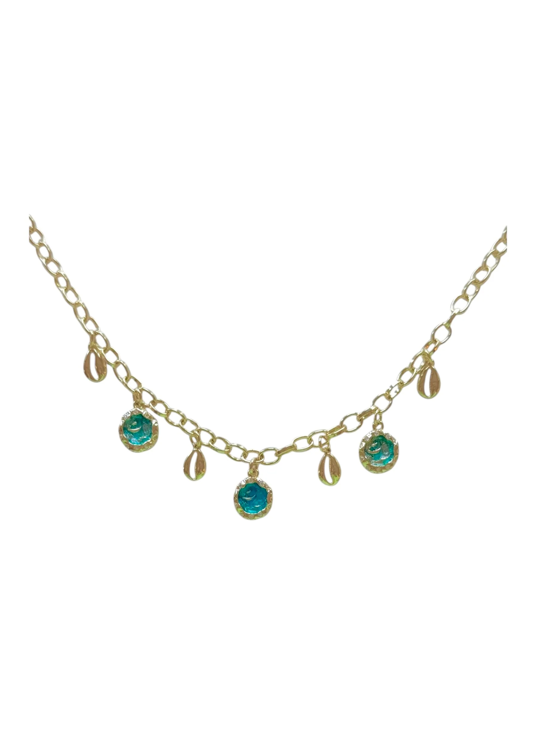 LA판타지 하늘색 에메랄드 목걸이 유럽 도금 팬던트목걸이 charm necklace - 상세 이미지 3
