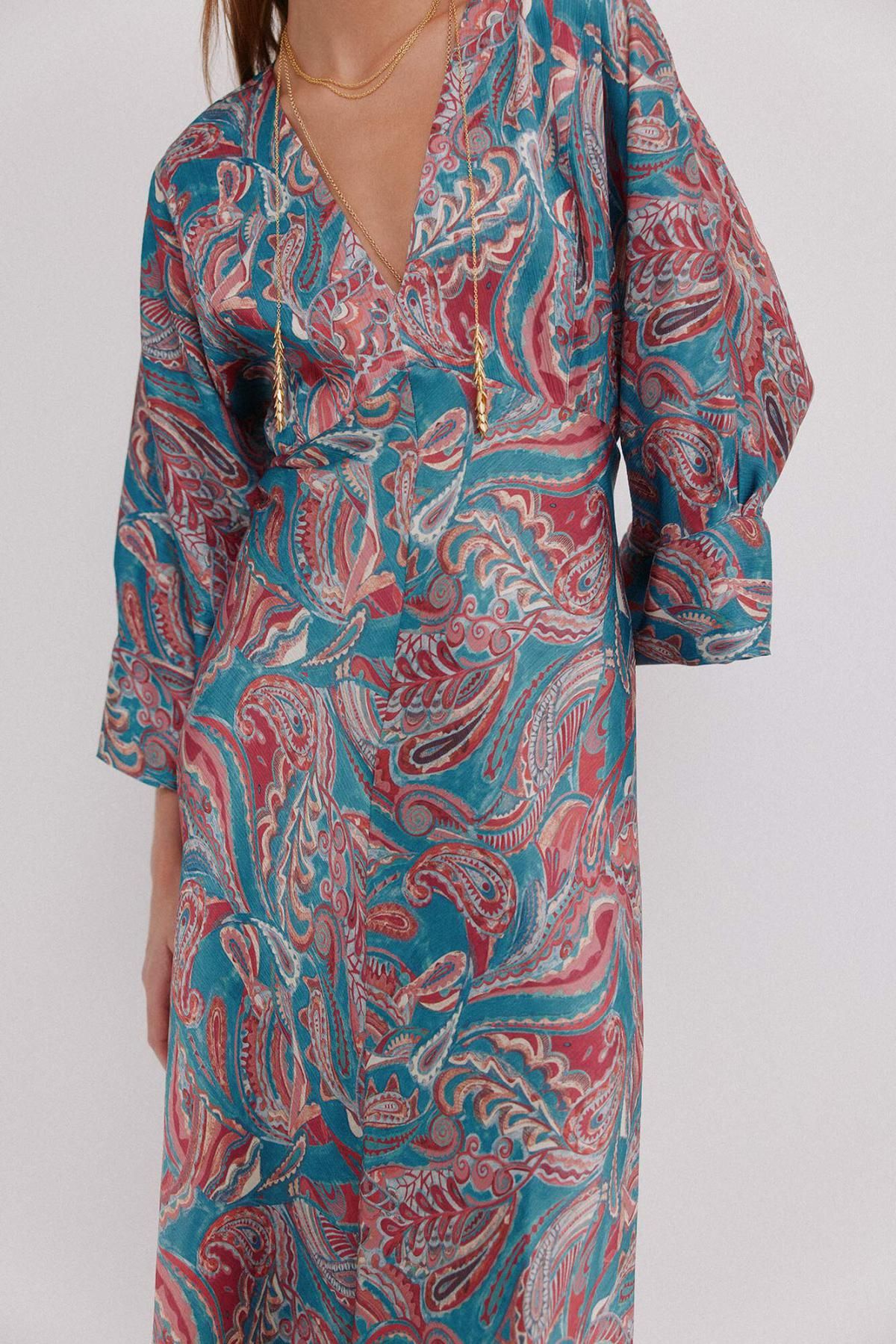 호스 인트로피아 멀티컬러 플로럴 브이넥 미디 원피스 8222116 MULTICOLOR - 상세 이미지 3