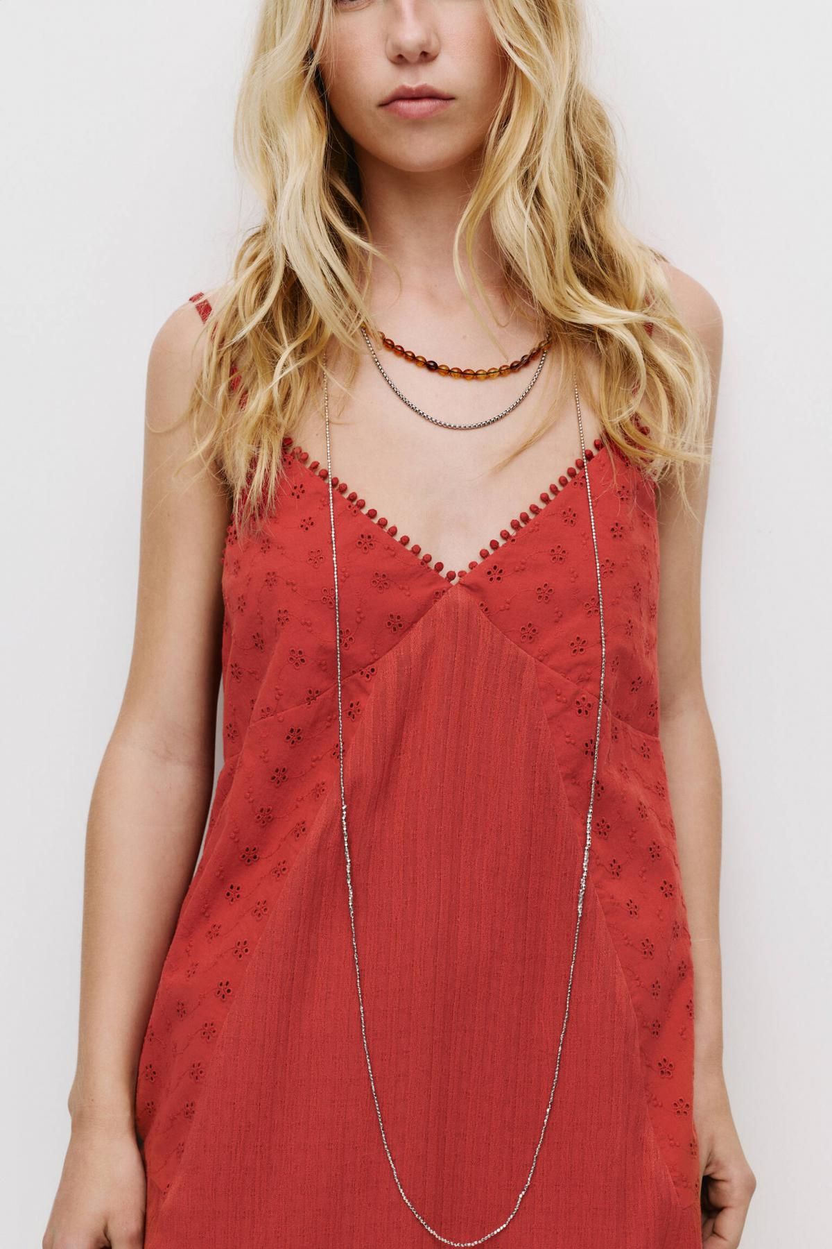 풀앤베어 패치워크 레드 스트랩 미니 원피스 7394/308 BRIGHT RED - 상세 이미지 5