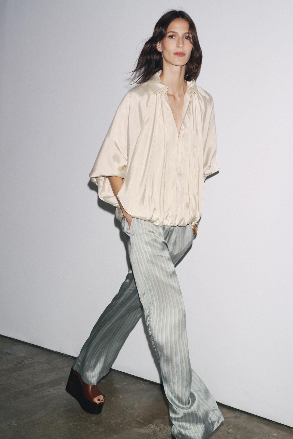자라 실키 스트라이프 와이드 팬츠 7824/695 STRIPED - 상세 이미지 2