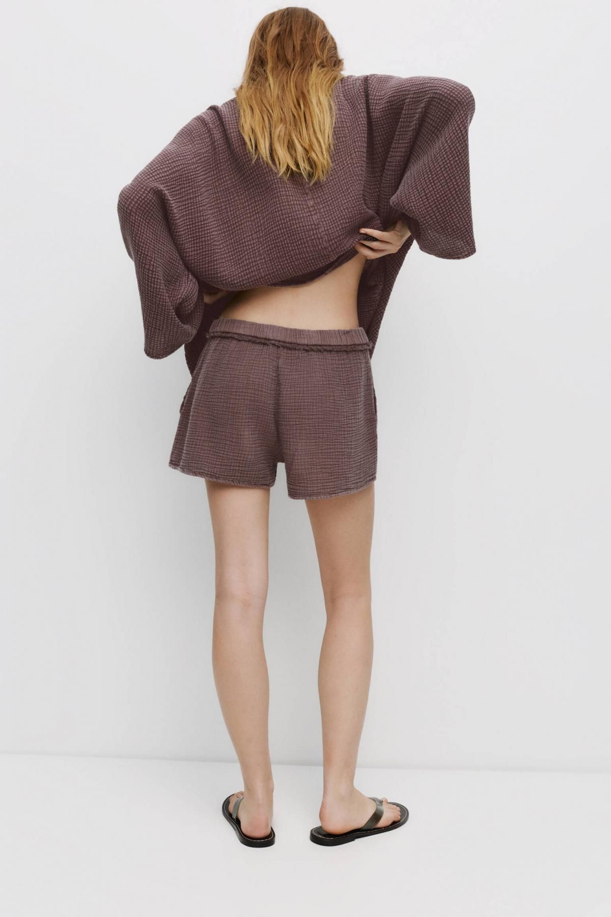 풀앤베어 링클 에펙트 프레이드 코튼 반바지 7696/314 BROWN - 상세 이미지 4