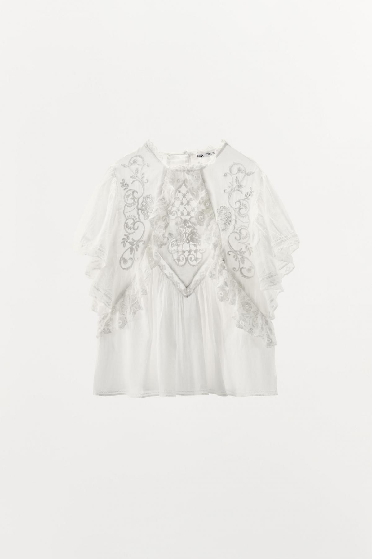 자라 프리미엄 자수 레이스 블라우스 5107/905 WHITE - 메인 이미지