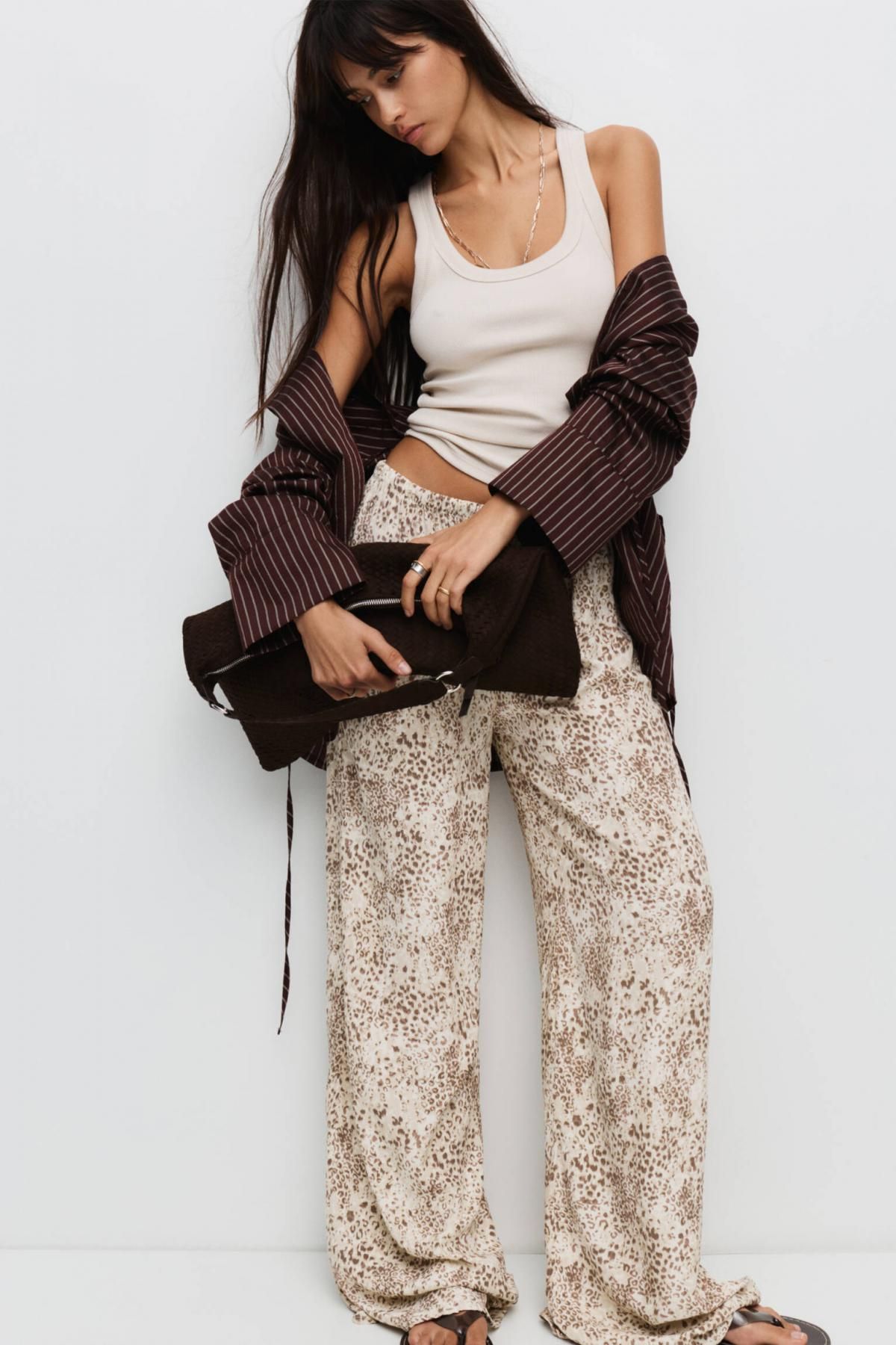 풀앤베어 비스코스 애니멀프린트 와이드 팬츠 7675/353 LEOPARD - 상세 이미지 2