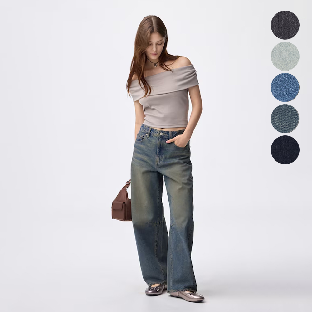 지유 바지 배럴 레그 청바지 71.0~75.0 cm 데님팬츠 358625,356006,352152 - 상품 이미지