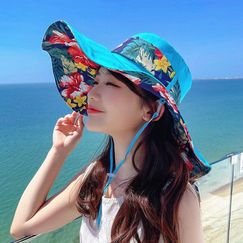 여성 해변 모자 휴양지 바캉스 비치 햇빛 차단 캠핑 - 상세 이미지 4