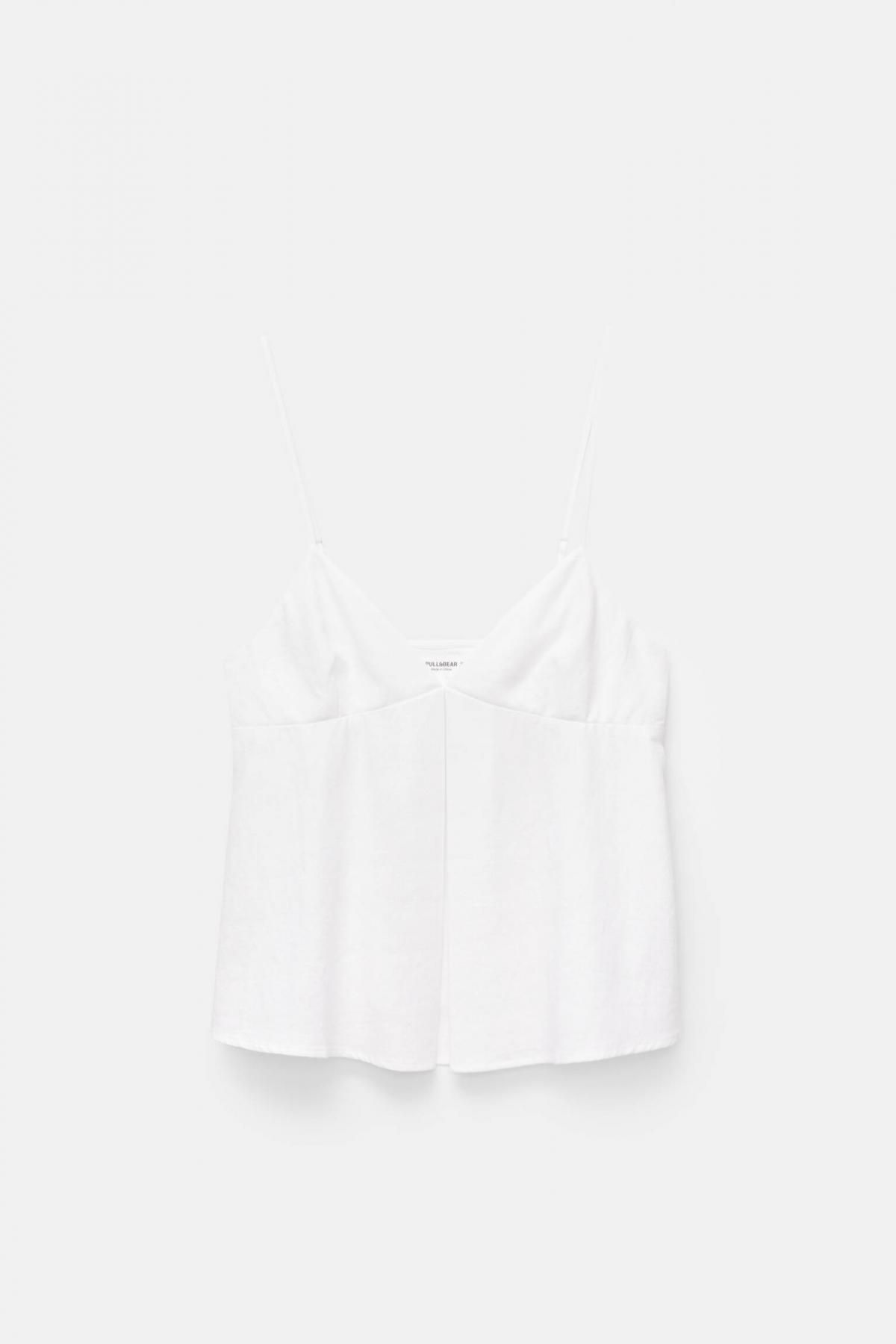 풀앤베어 린넨블렌드 슬림핏 스트랩 민소매 탑 7472/349 WHITE - 상품 이미지