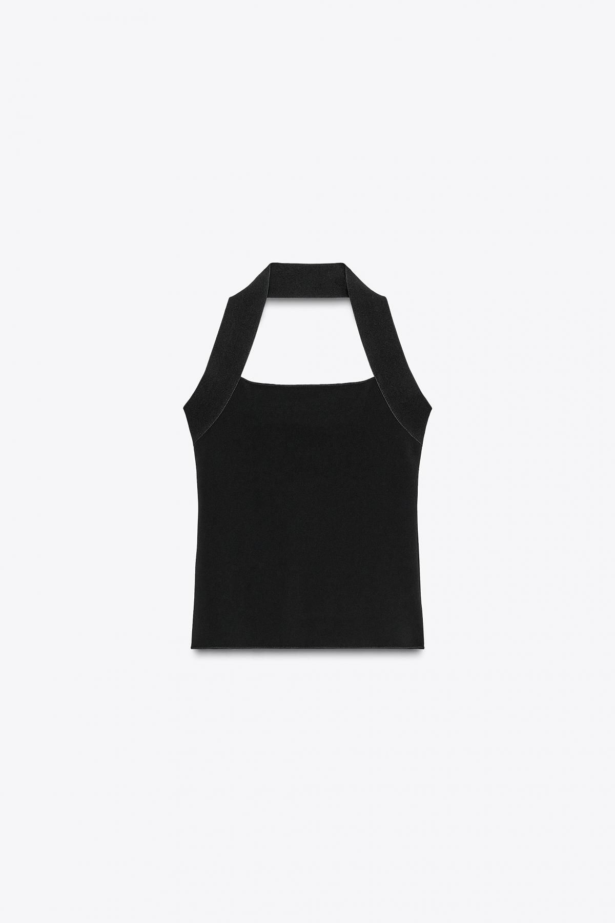 자라 슬림핏 홀터넥 스트레치 탑 5584/125 BLACK - 상품 이미지
