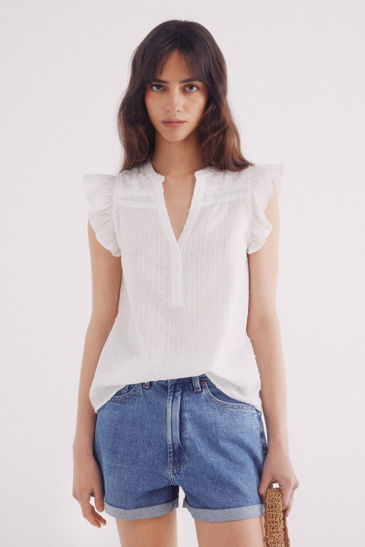 스프링필드 레이스 인서트 블라우스 6812686 MARFIL