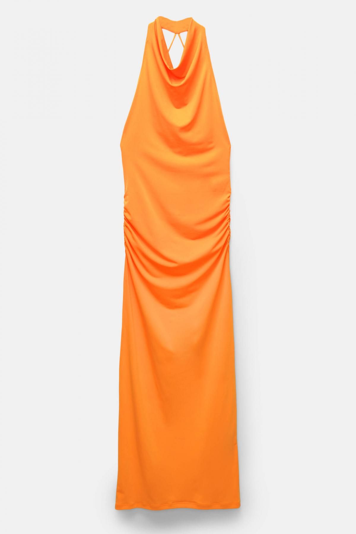 풀앤베어 오렌지 드레이프 홀터넥 미디 원피스 7394/333 ORANGE - 상품 이미지