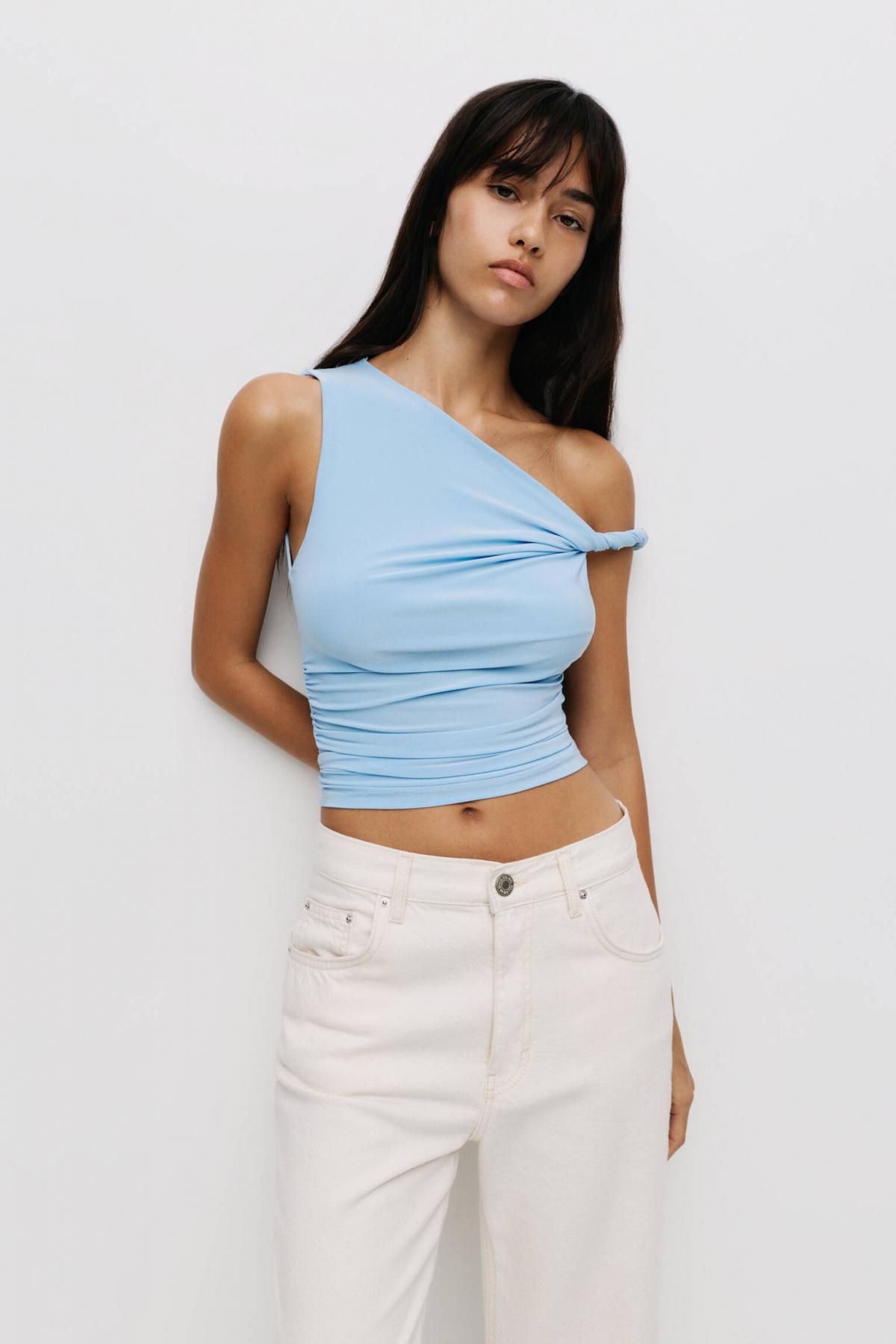 풀앤베어 트위스트 스트랩 민소매 탑 7151/320 PALE BLUE - 상세 이미지 2