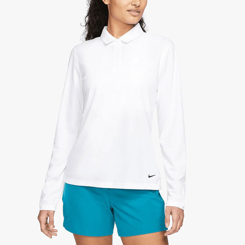 [오늘출발] 나이키 골프 드라이핏 빅토리 여성 롱슬리브 폴로 티셔츠 화이트, S - 상세 이미지 2