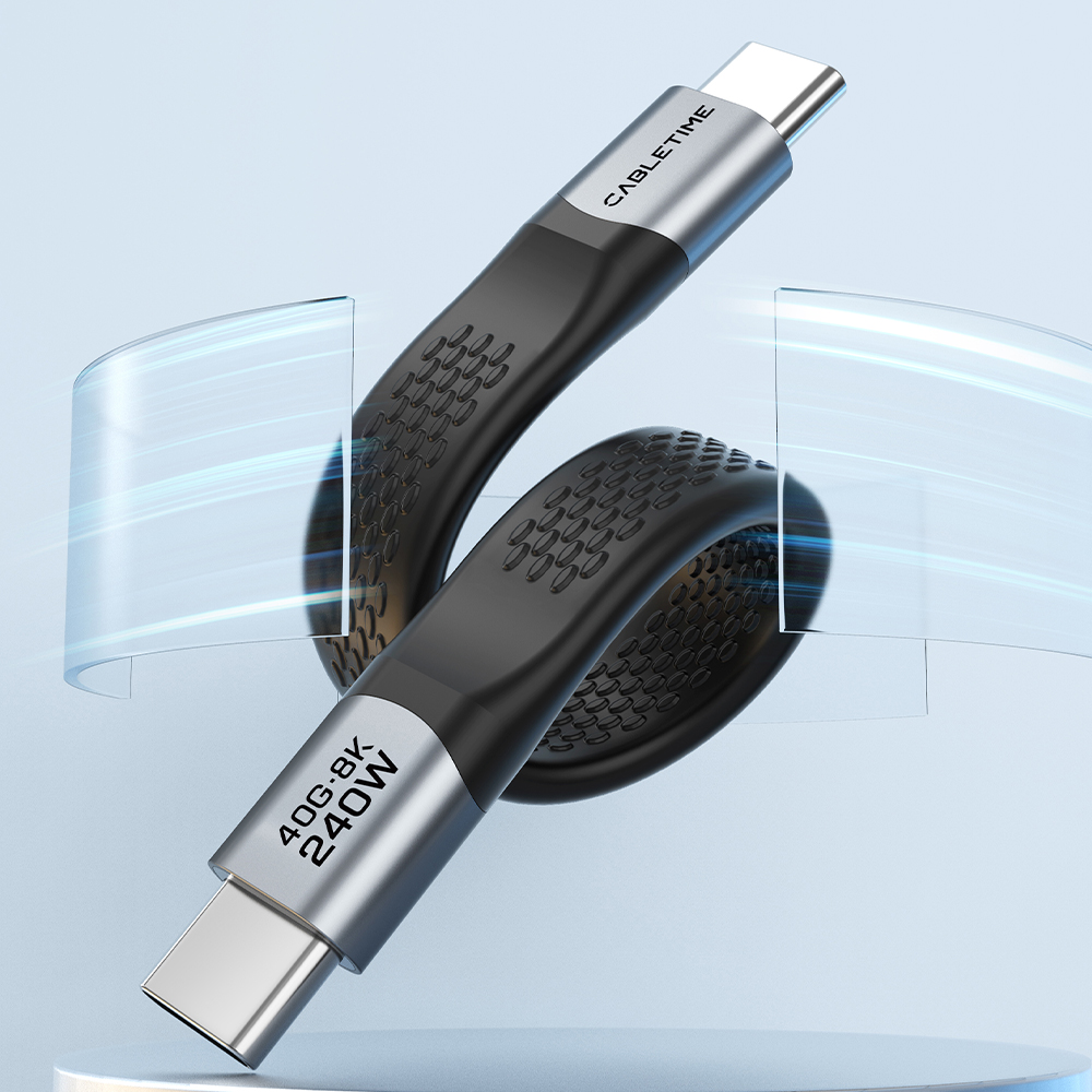 케이블타임 USB4 8K 40Gbps 240W C to C타입 플랫 고속 충전 케이블 CU45B 썬더볼트 3 4 호환 - 상세 이미지 2