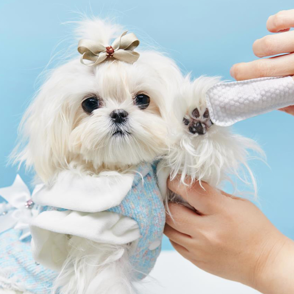 유니포스 듀얼 엠보싱 손가락 패드 60매 강아지 고양이 치카 양치 눈 귀 발 청소 - 상세 이미지 3