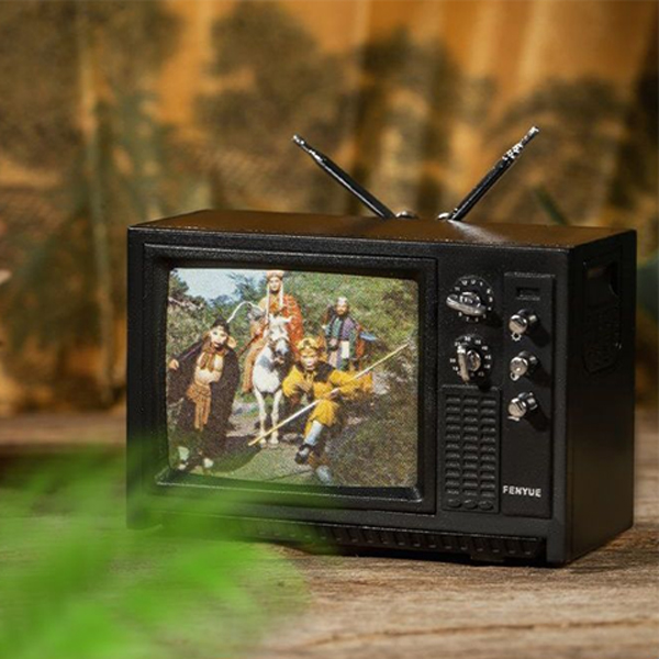 레트로 안테나 브라운관 TV 미니어처 2컬러 카페 홈인테리어 납골당꾸미기 옛날테레비 - 상세 이미지 2