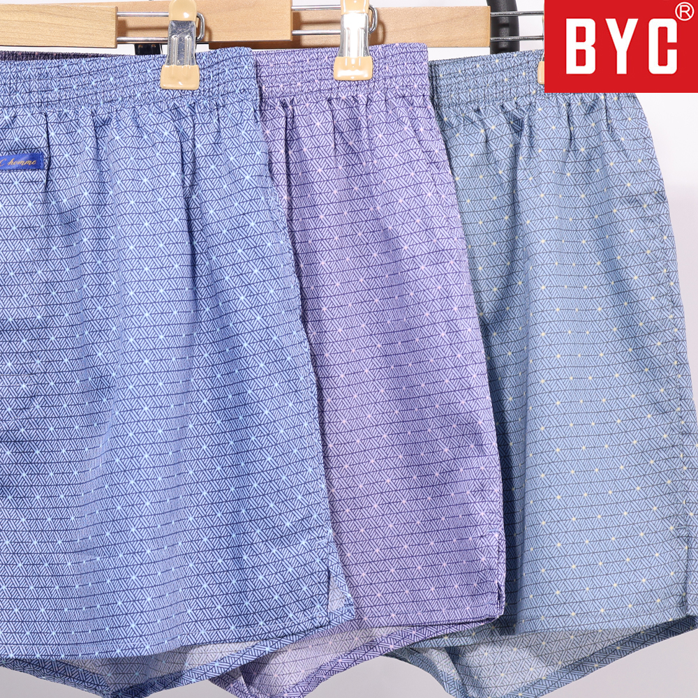 BYC 남성 트렁크 팬티 사각 박서 팬티세트 순면 80수 실크촉감 3매입 상품 이미지
