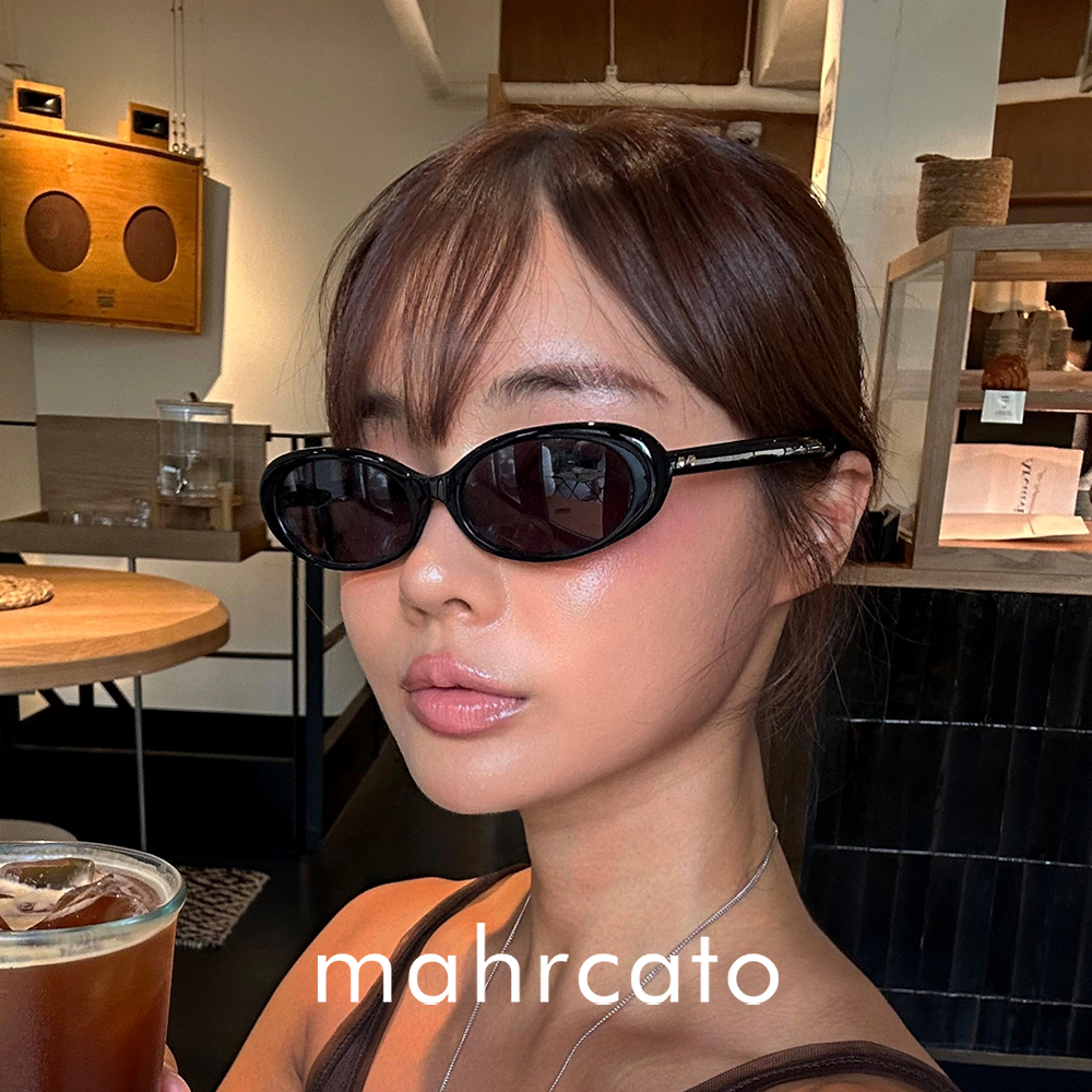 마르카토 선글라스 카이아 kaia c001 블랙 오벌 여자 긱시크 뿔테 - 상세 이미지 4