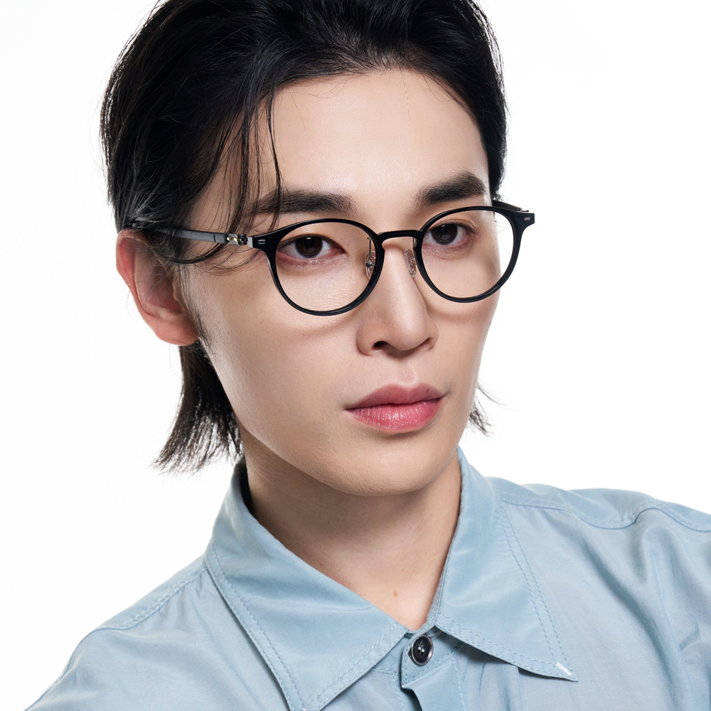 블루스크린차단 초경량 국산 나사없는 동그란 뿔테 안경 투명 고도근시