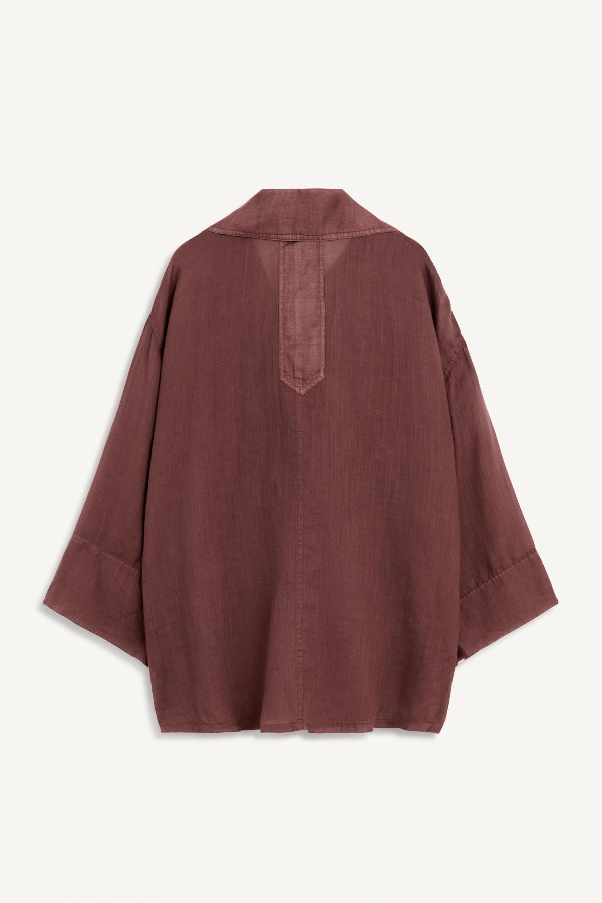 자라 브이넥 오버핏 라미 셔츠 4344/900 DARK RUSSET - 상세 이미지 5