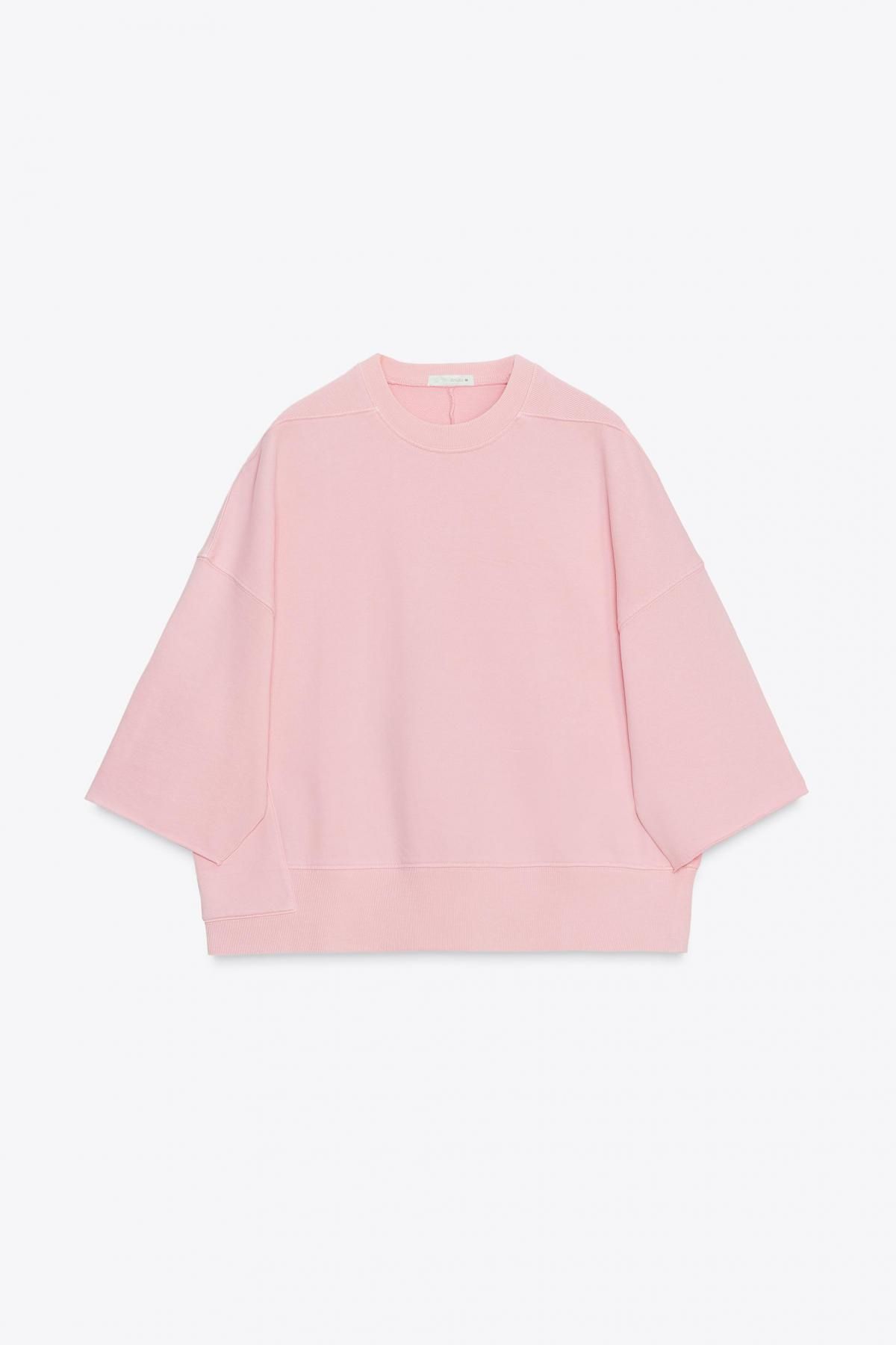 자라 페일핑크 워시드 오버핏 스웨트셔츠 3253/345 PINK - 상품 이미지