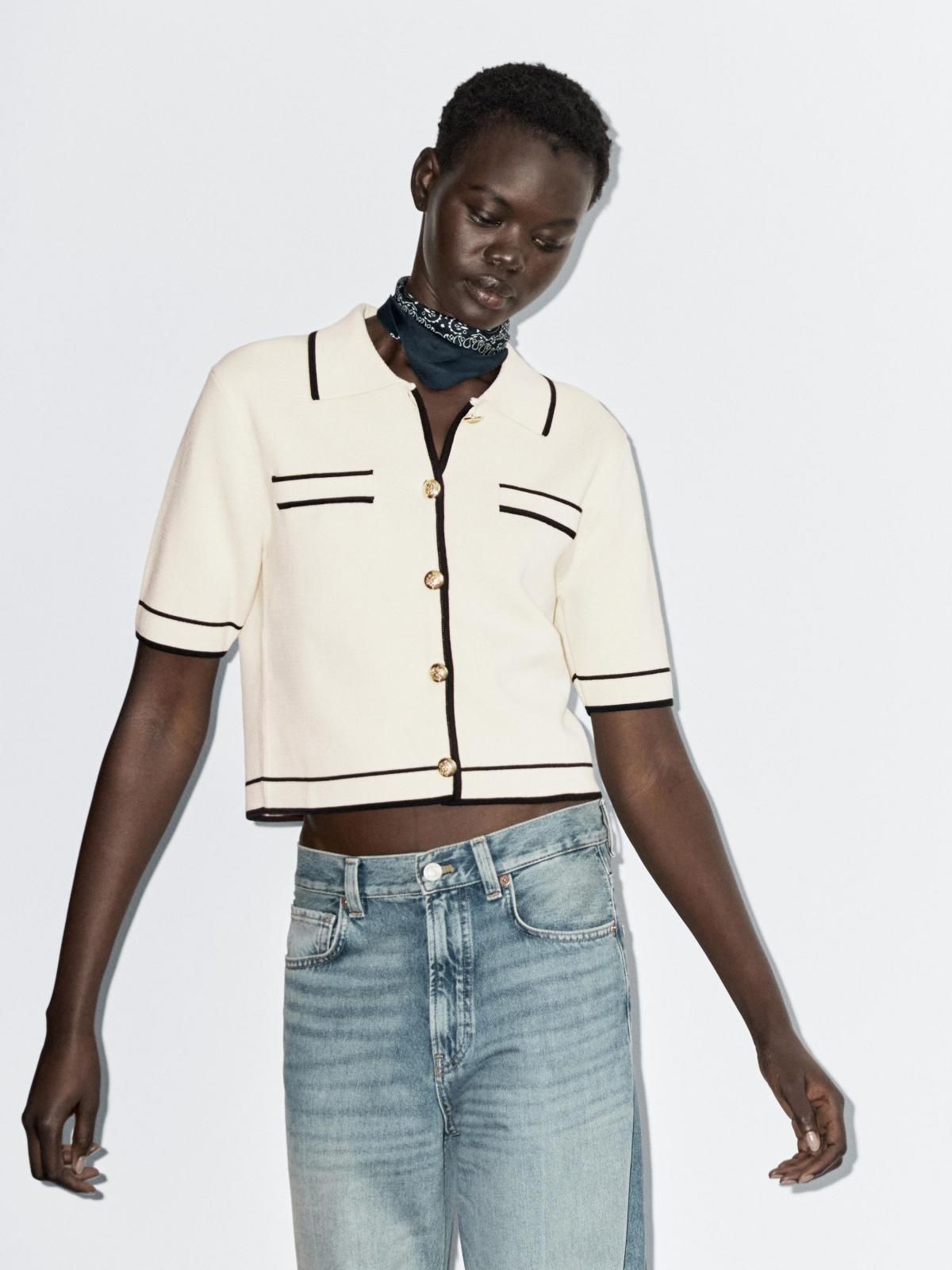 마시모두띠 버튼 디테일 반소매 가디건 5766/575 CREAM