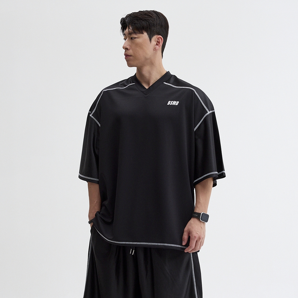 비스트모드 글로시 럭비져지 헬스 오버핏 반팔 메쉬 티셔츠 짐웨어 BSMD