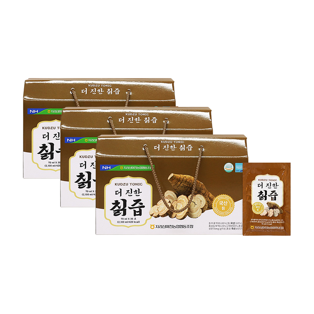 지리산마천농협 더진한 칡즙 70ml 30포x3박스 100%국내산칡 6년근홍삼 해썹시설 - 상품 이미지