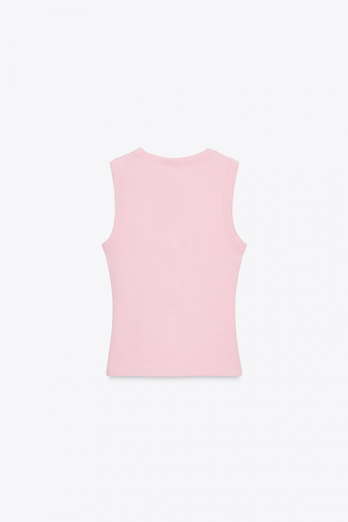 자라 베이직 골지 민소매 탑 4424/300 PINK - 상세 이미지 5
